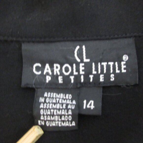 Carole Little Sweater Womens Sz 14 Ribbed Front Moto Jacket Cropped Button Black - Picture 7 of 10